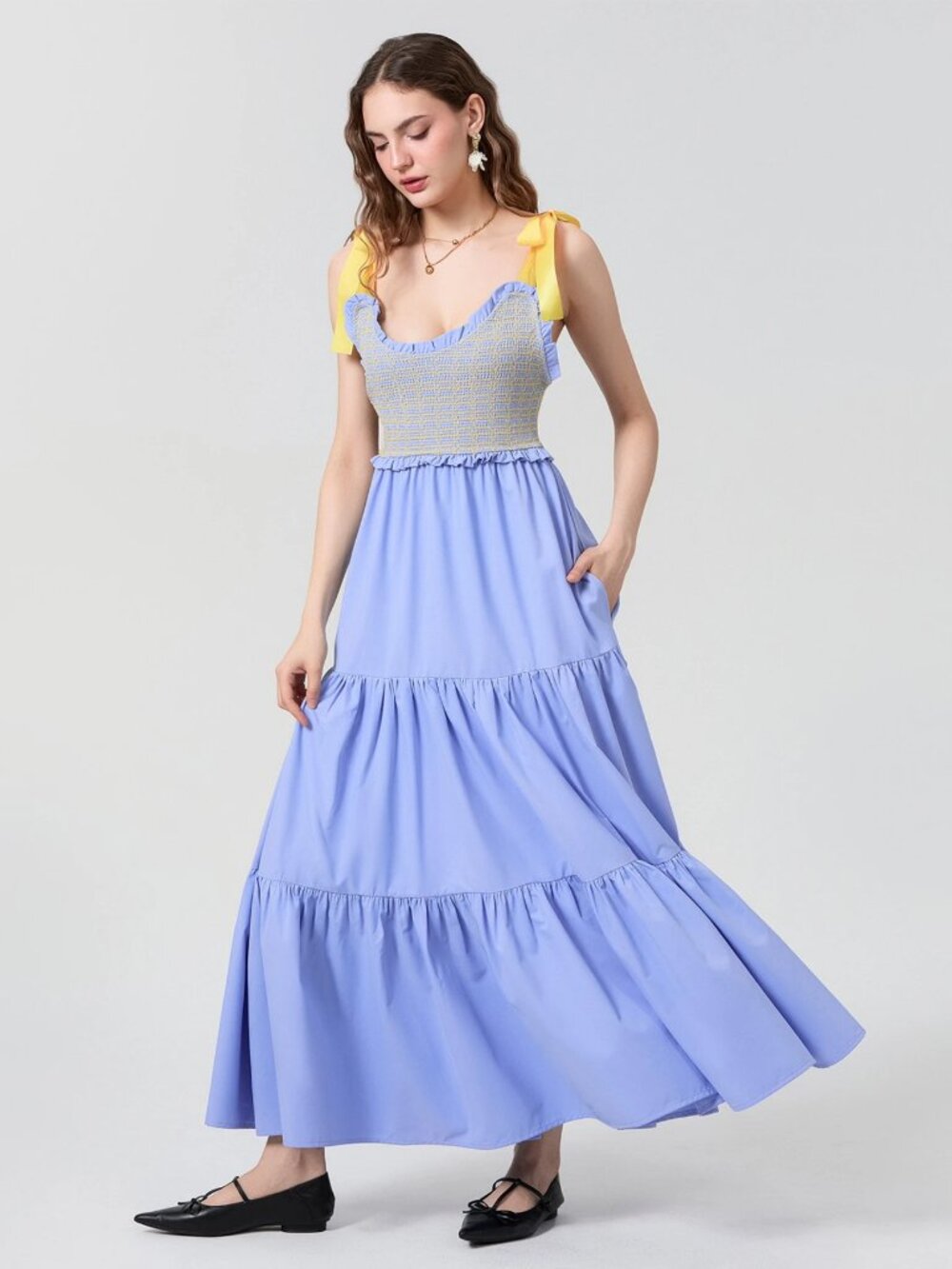 Lavender Bumblebee Sleeveless Maxi Dress